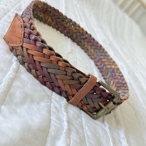 Colorful Braided Belt Genuine Leather‎ Women's Small Thailand Boho Festival